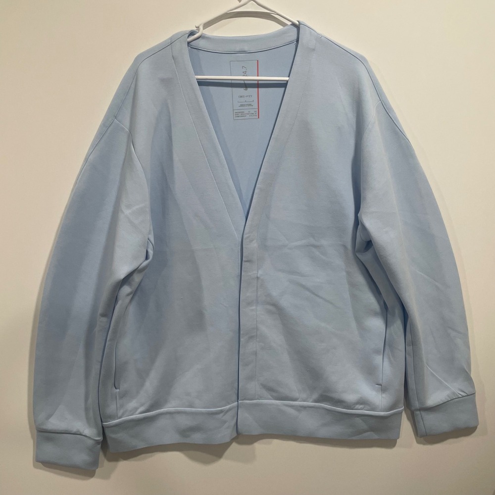 Nike 24.7 Impossibly Soft Cardigan Light Blue HQ6948-441 Mens Large NWT $125